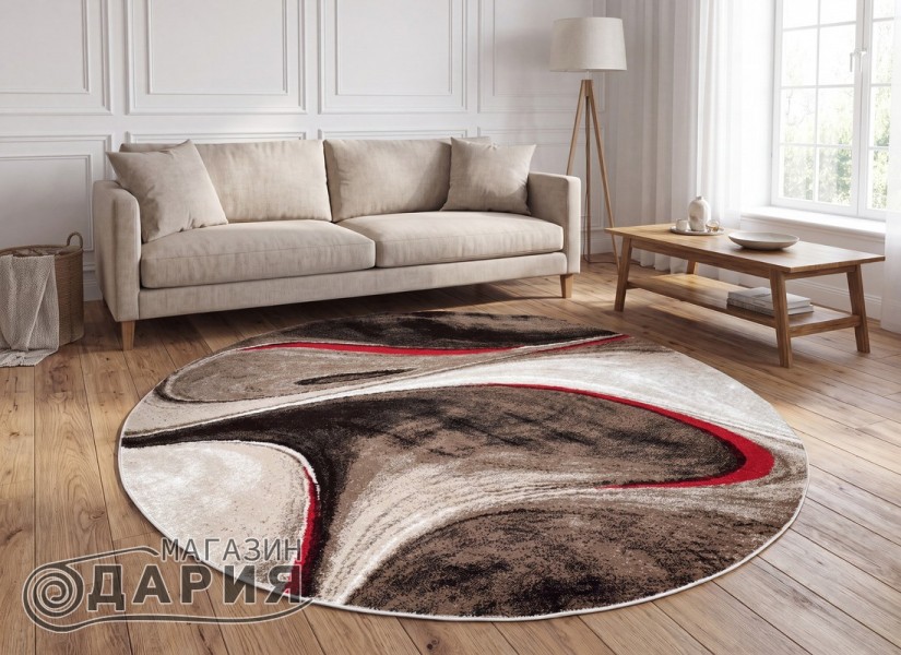 Тъкан килим MAGNOLIA 097 d.beige/red кръг